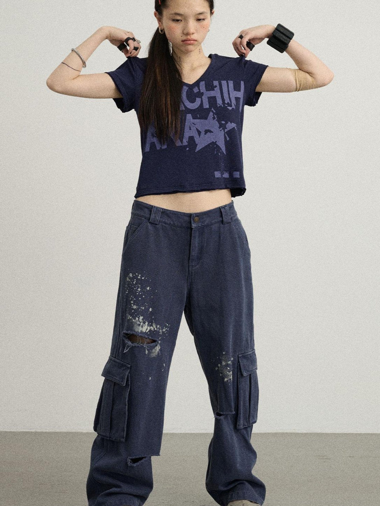 Achihara Faded Washed Denim Pants For Men
