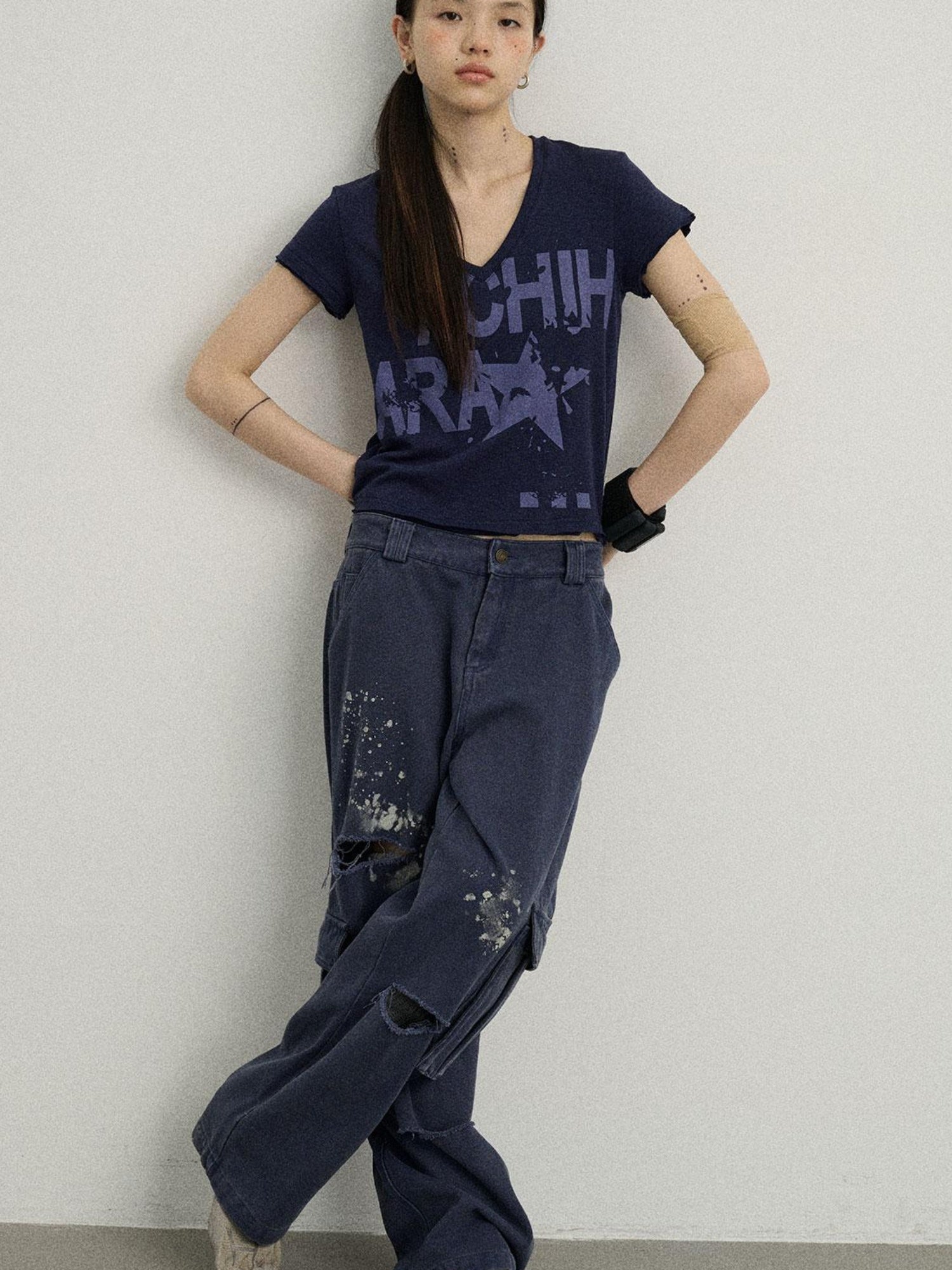 Achihara Faded Washed Denim Pants For Men