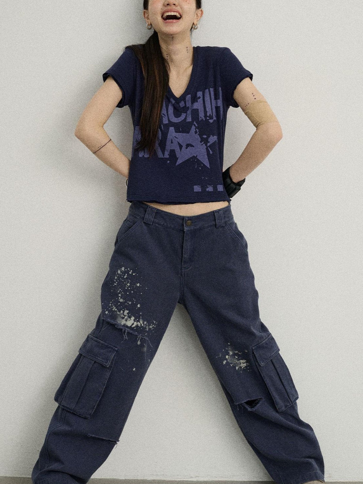Achihara Faded Washed Denim Pants For Men