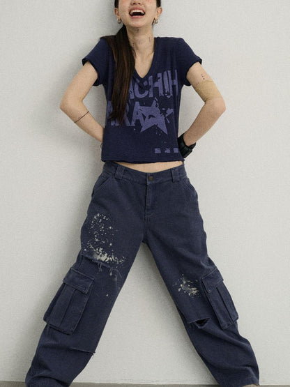 Achihara Faded Washed Denim Pants For Men