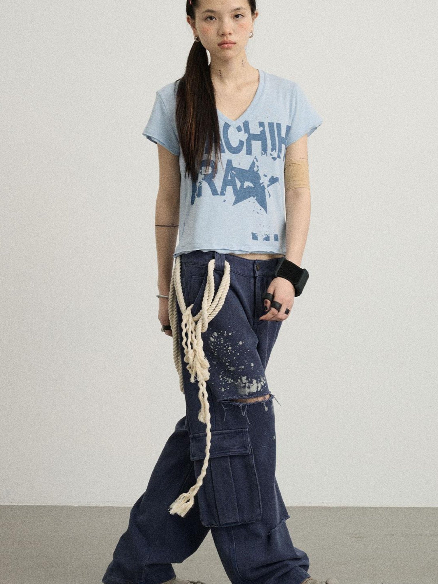 Achihara Faded Washed Denim Pants For Men