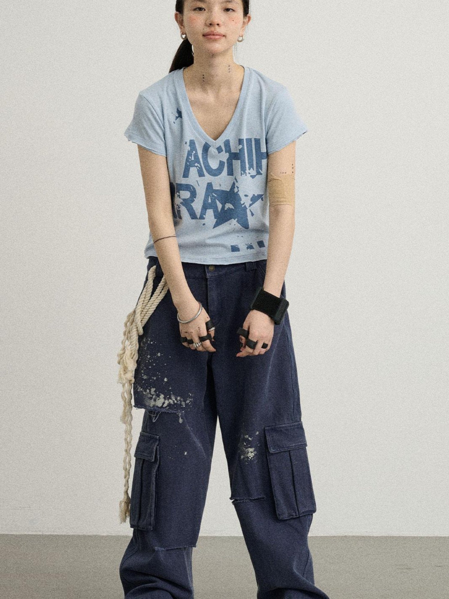 Achihara Faded Washed Denim Pants For Men