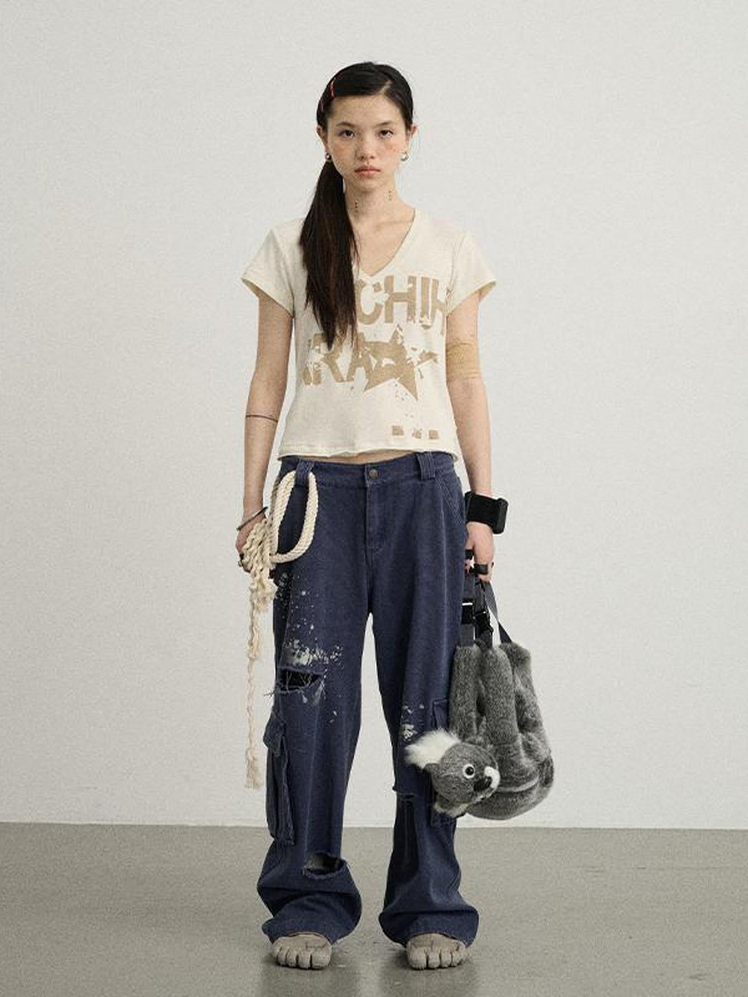 Achihara Faded Washed Denim Pants For Men