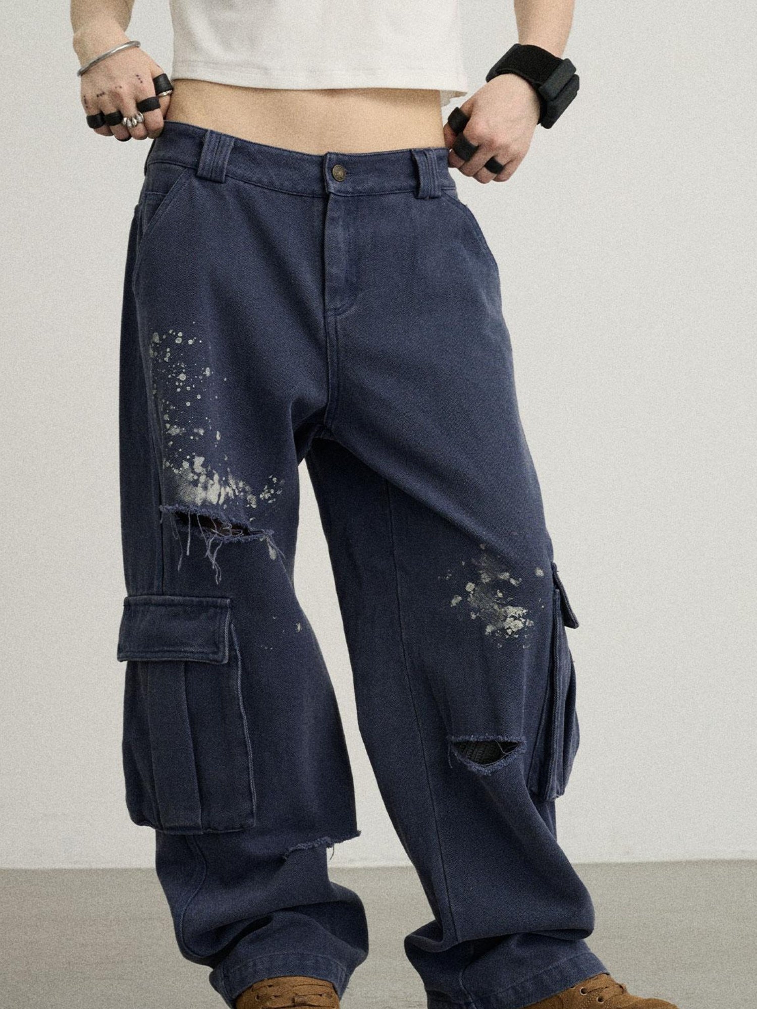 Achihara Faded Washed Denim Pants For Men