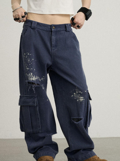 Achihara Faded Washed Denim Pants For Men