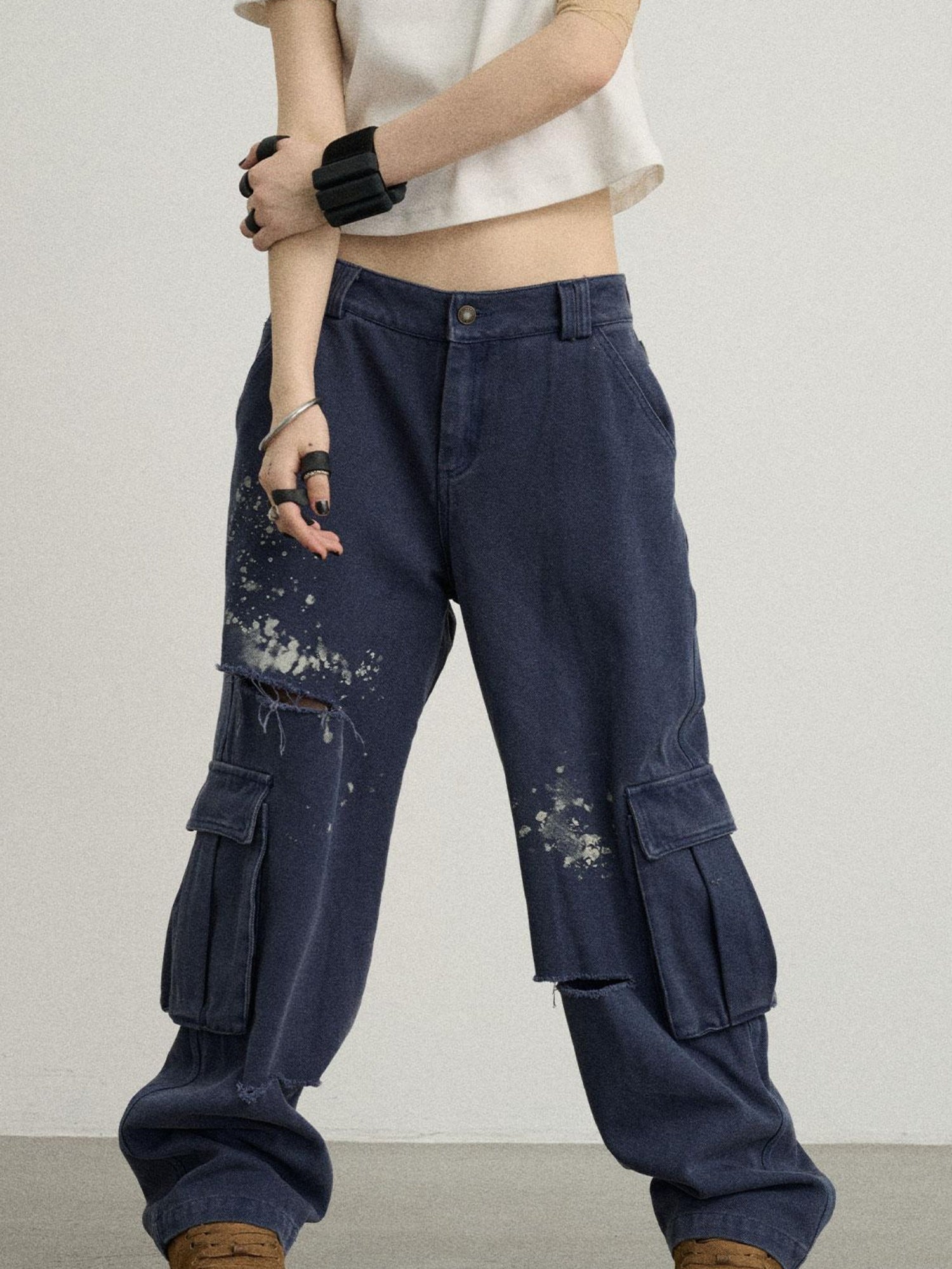 Achihara Faded Washed Denim Pants For Men