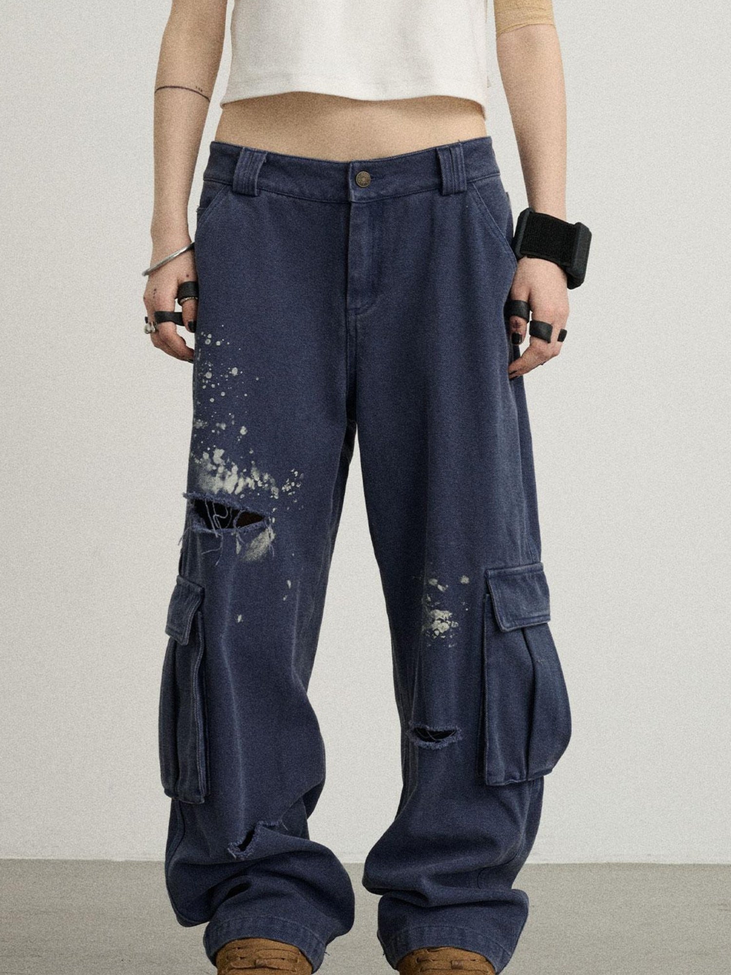 Achihara Faded Washed Denim Pants For Men