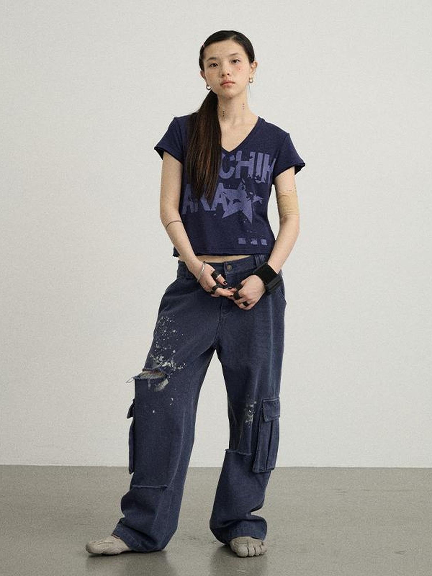 Achihara Faded Washed Denim Pants For Men