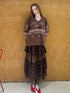 Fair Isle Bow V Neck Knit Sweater