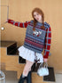 Fair Isle Dog Embroidered Colorblock Sweater