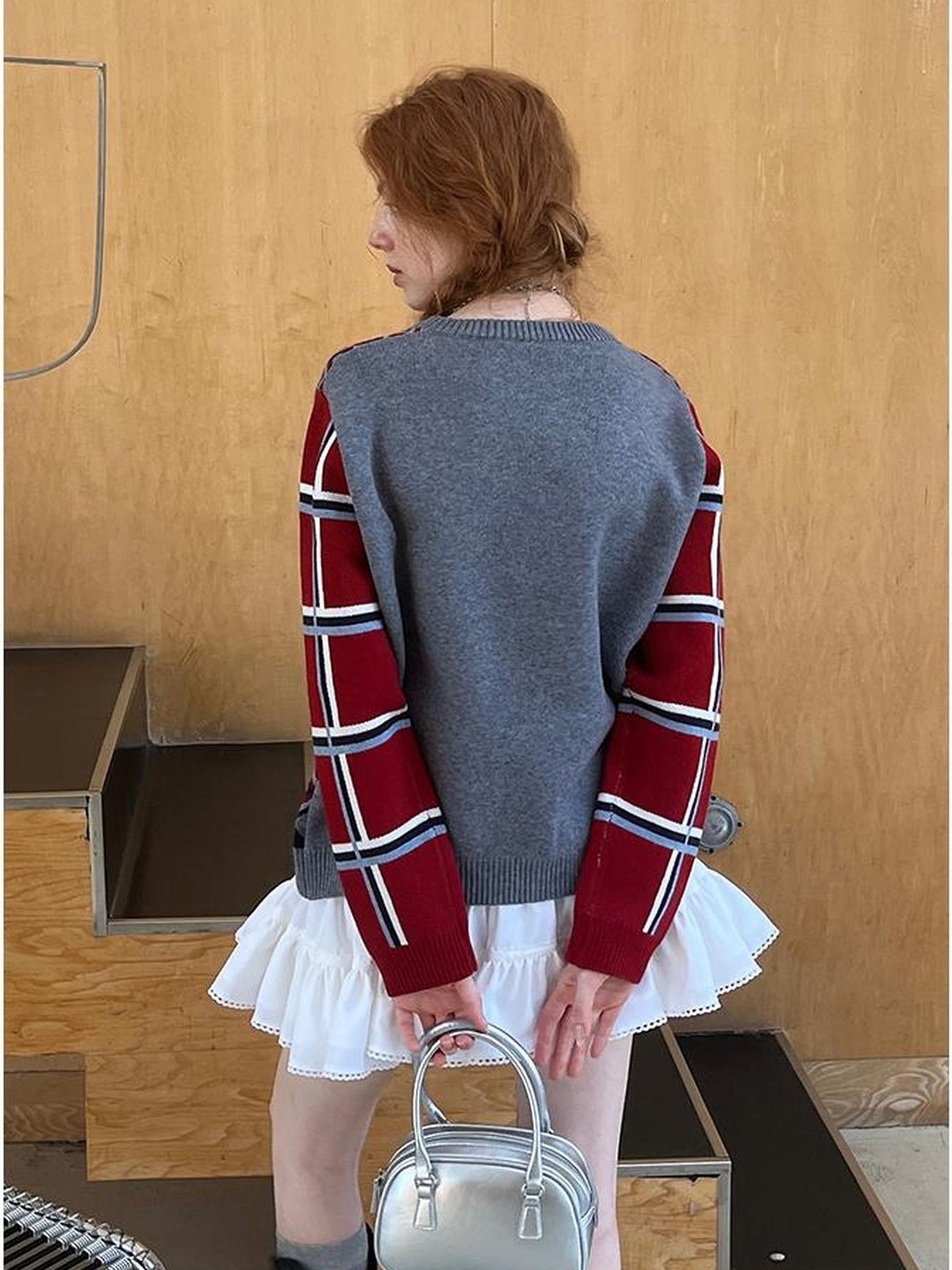 DIDDI MODA Fair Isle Dog Embroidered Colorblock Sweater