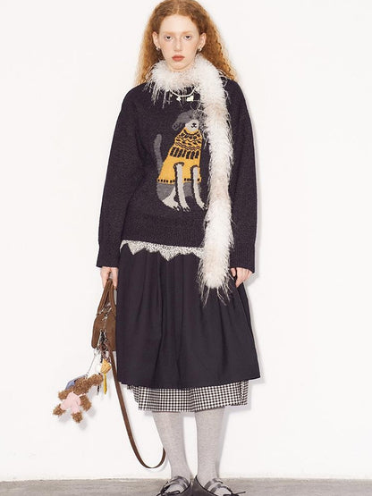 DIDDI MODA Fair Isle Dog Sweater Knit Pullover