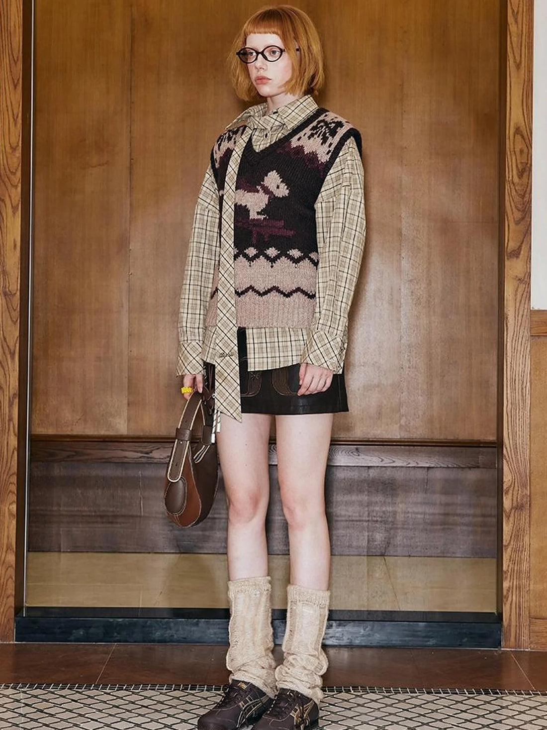 Fair Isle Ski Dog V Neck Knit Vest