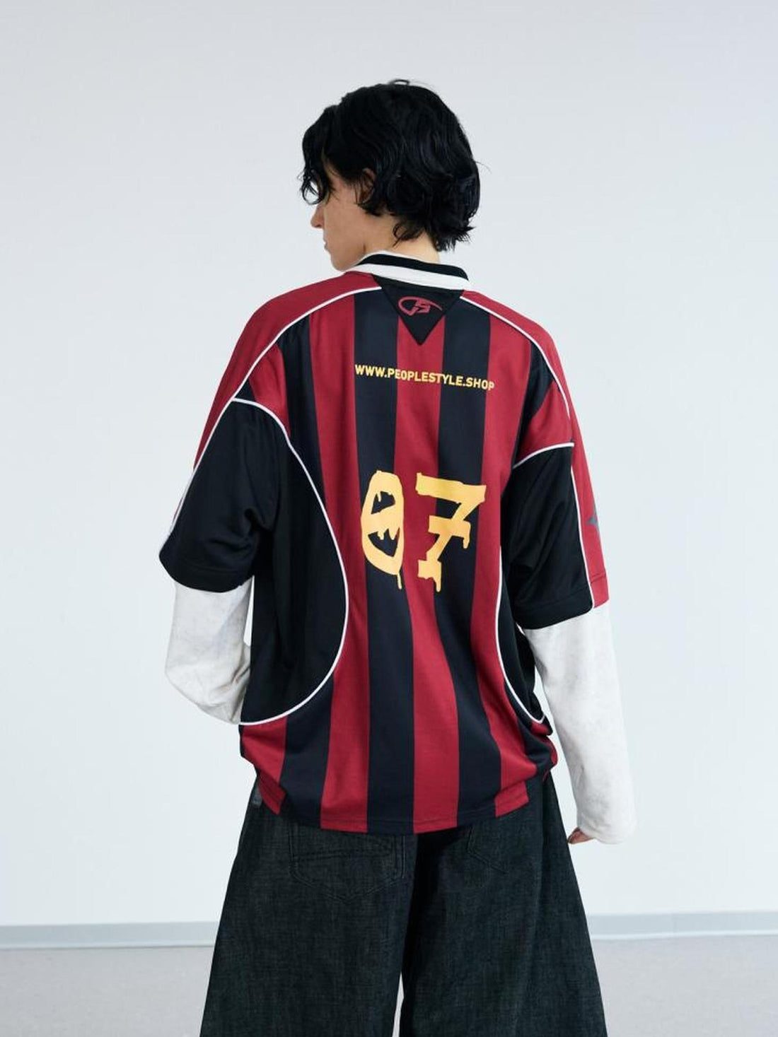 Peoplesense Fake Two Tone Racing Quick Dry Loose Tee With 3D Embroidery