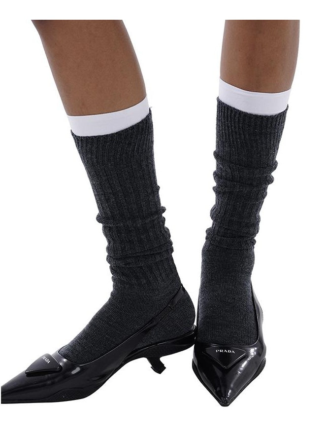 Fall Gray Wool Layering Socks