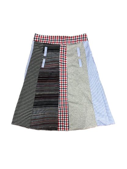 Fall Winter Knit Plaid Dopamine Cute Patch Midi Skirt