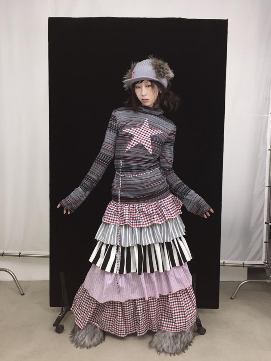 Fall Winter Plaid Star Striped Soft Knit T-Shirt