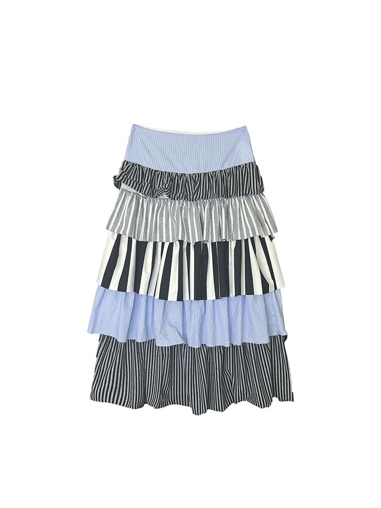 Fall Winter Striped Knit Layered Cake Maxi Dresses