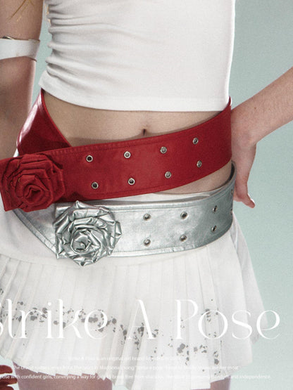 STRIKE A POSE Fashionable Pu Leather Flower Belt For Stylish Women Belts
