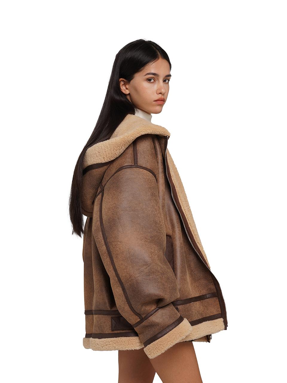 SweetChilling Faux Fur Hooded Jacket With Sherpa Lining Outerwear