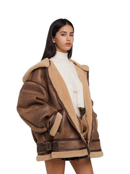 SweetChilling Faux Fur Hooded Jacket With Sherpa Lining Outerwear