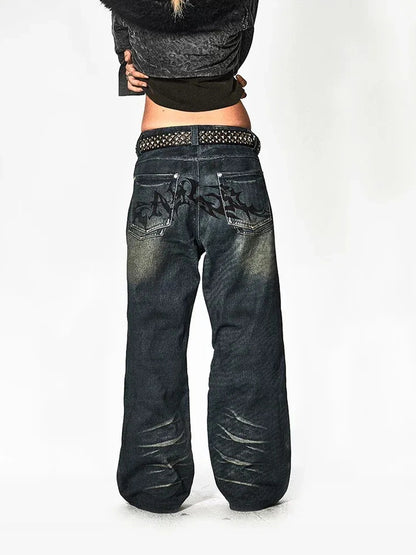 FayChui  Acid Star Ripped Vintage Jeans