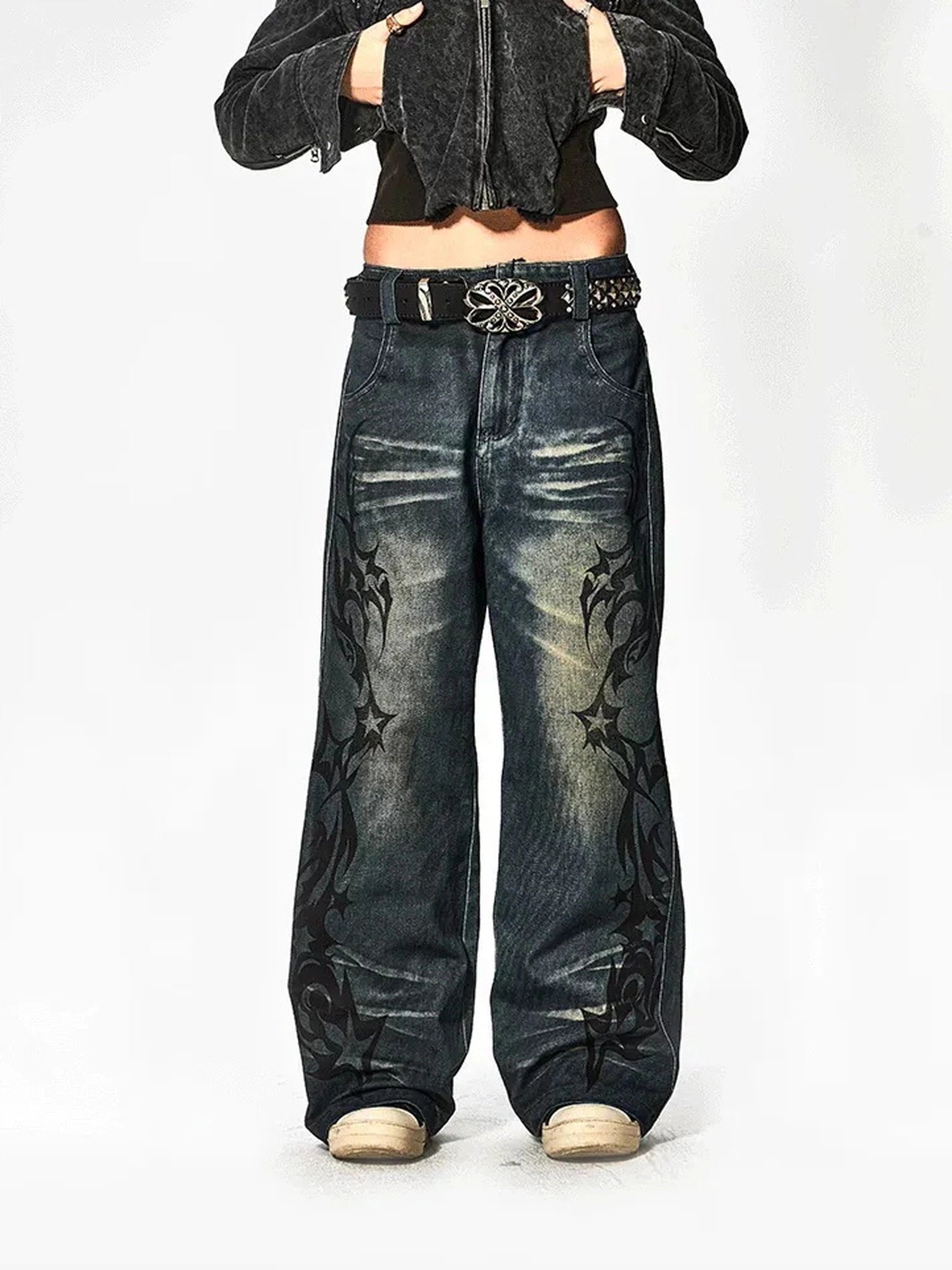 FayChui  Acid Star Ripped Vintage Jeans