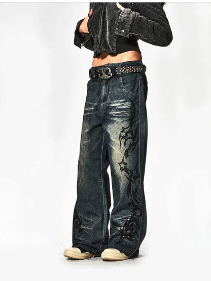 FayChui  Acid Star Ripped Vintage Jeans