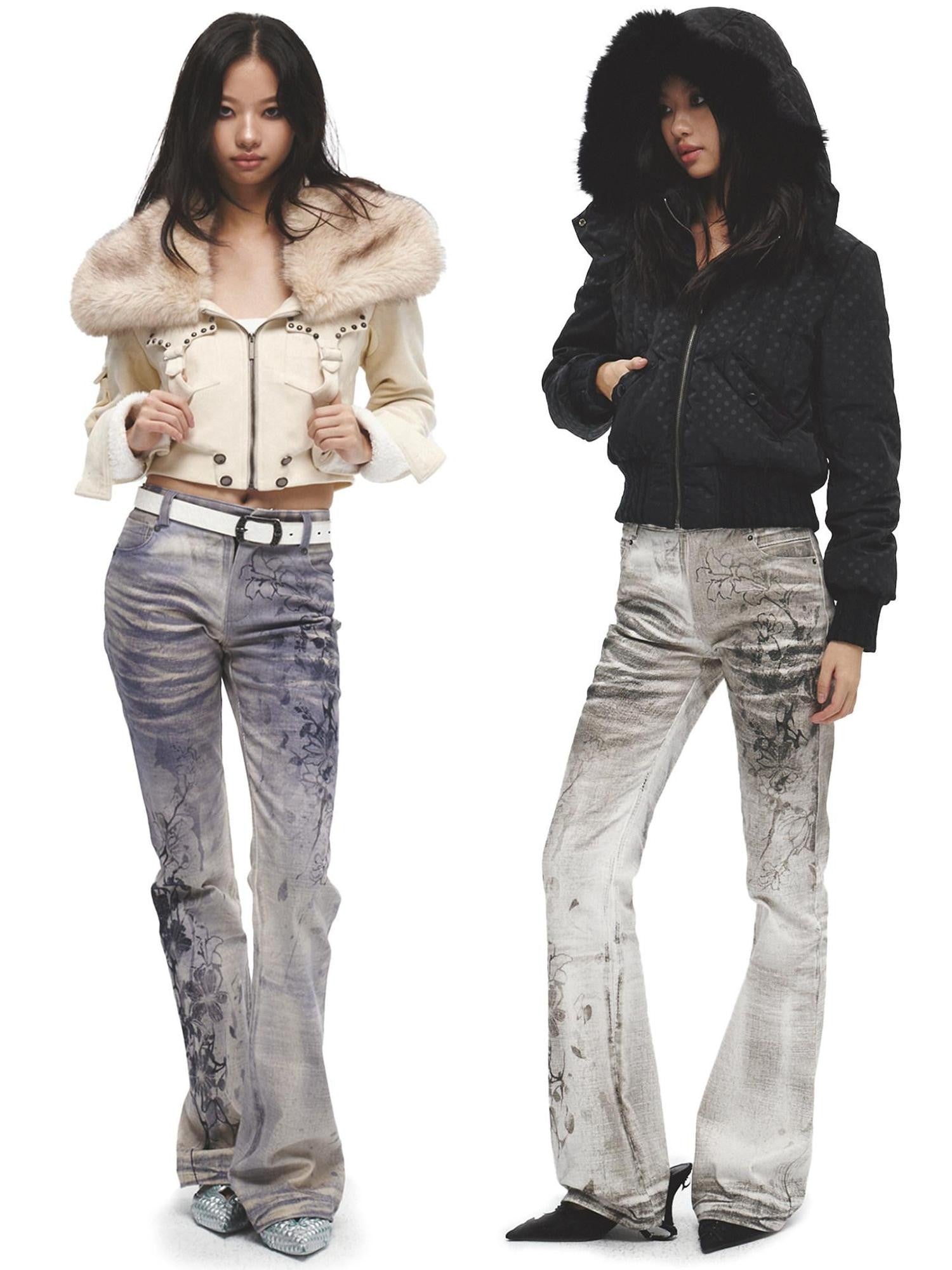 FayChui All Over Ink Wash Print Asymmetric Slimming Women&
