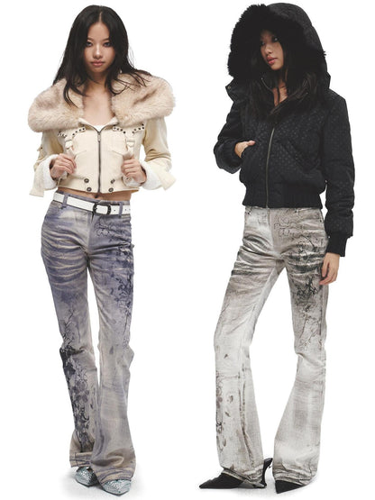 FayChui All Over Ink Wash Print Asymmetric Slimming Women&