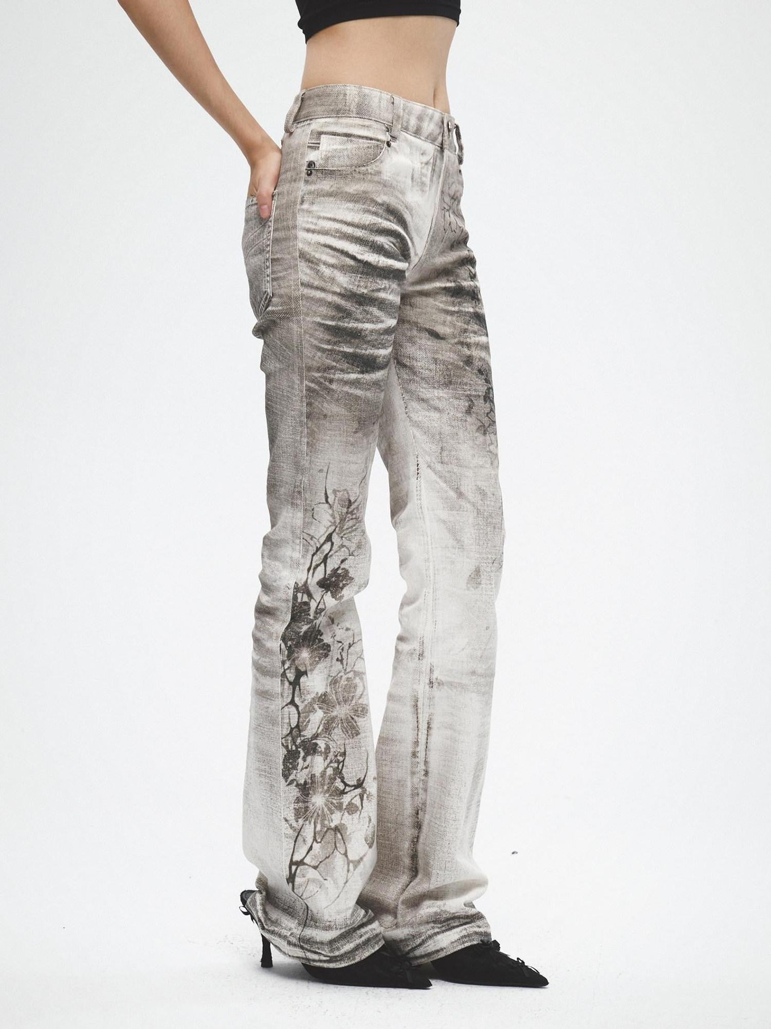FayChui All Over Ink Wash Print Asymmetric Slimming Women&