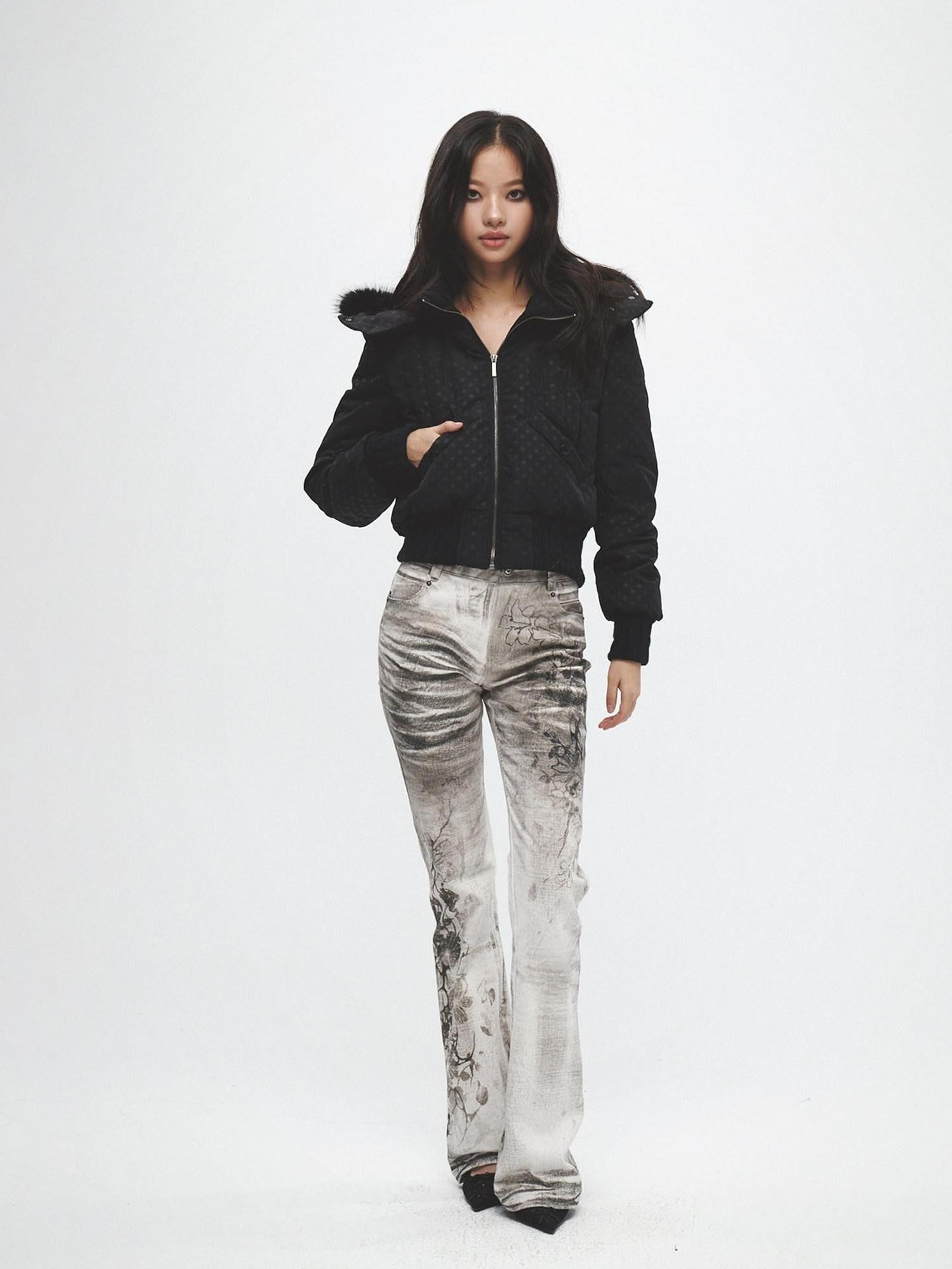 FayChui All Over Ink Wash Print Asymmetric Slimming Women&