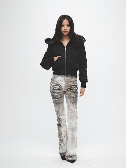 FayChui All Over Ink Wash Print Asymmetric Slimming Women&