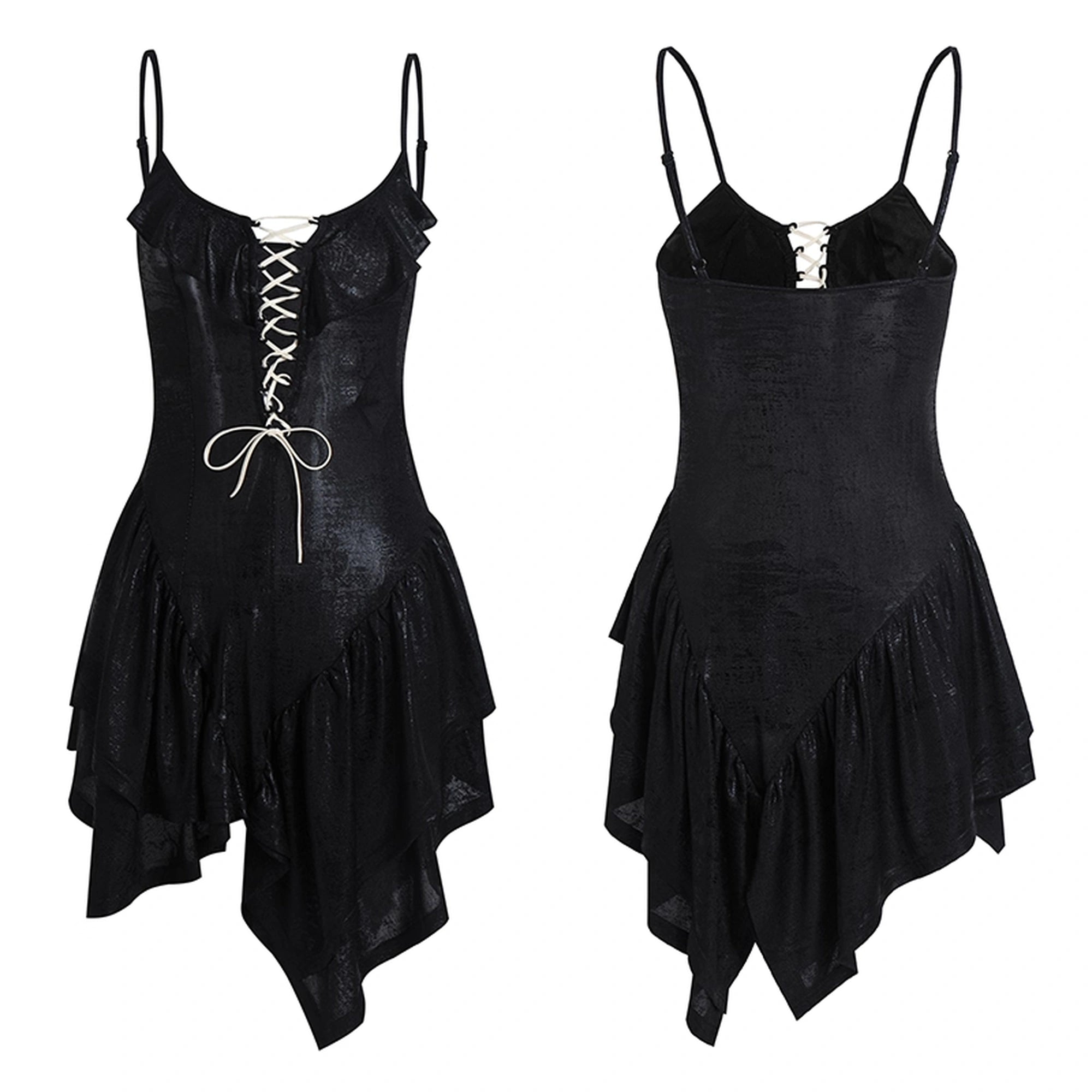 FayChui_Asymmetric_Lace_Up_Ruffle_Hem_Slip_Dress_MISSTT