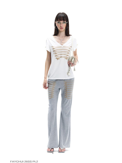 FayChui Champagne Gold Star Tassel Cylinder Women&