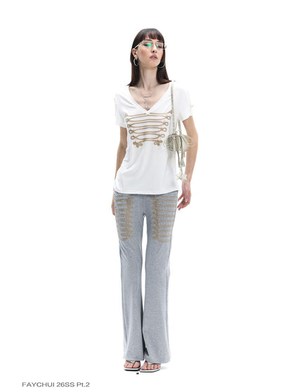 FayChui Champagne Gold Star Tassel Cylinder Women&