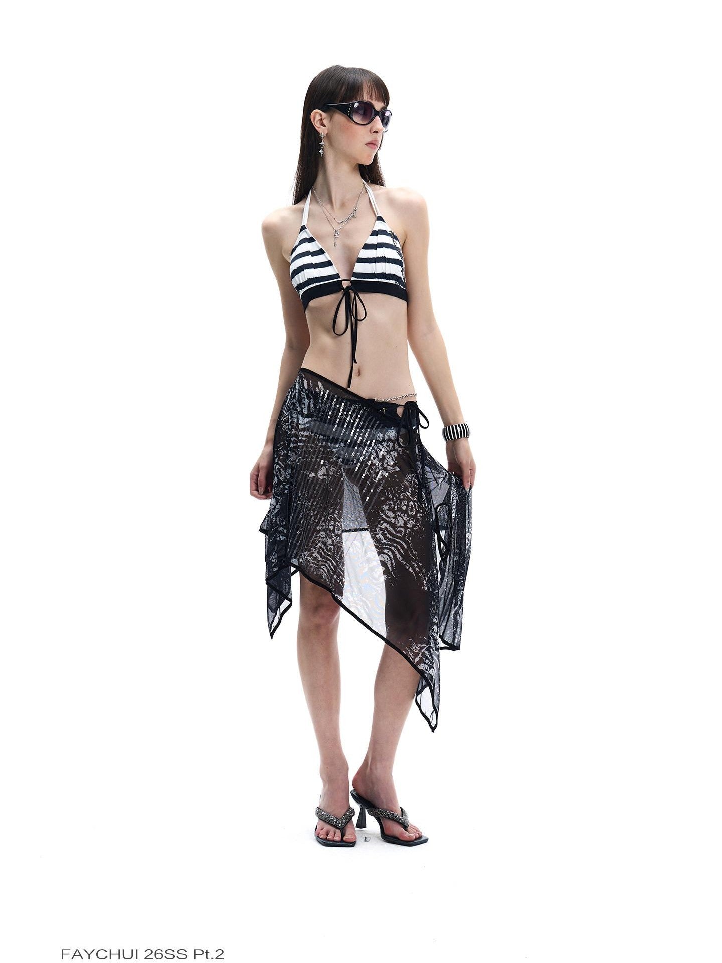 FayChui Dark Gothic Sequin Embroidered Leopard Print Women&
