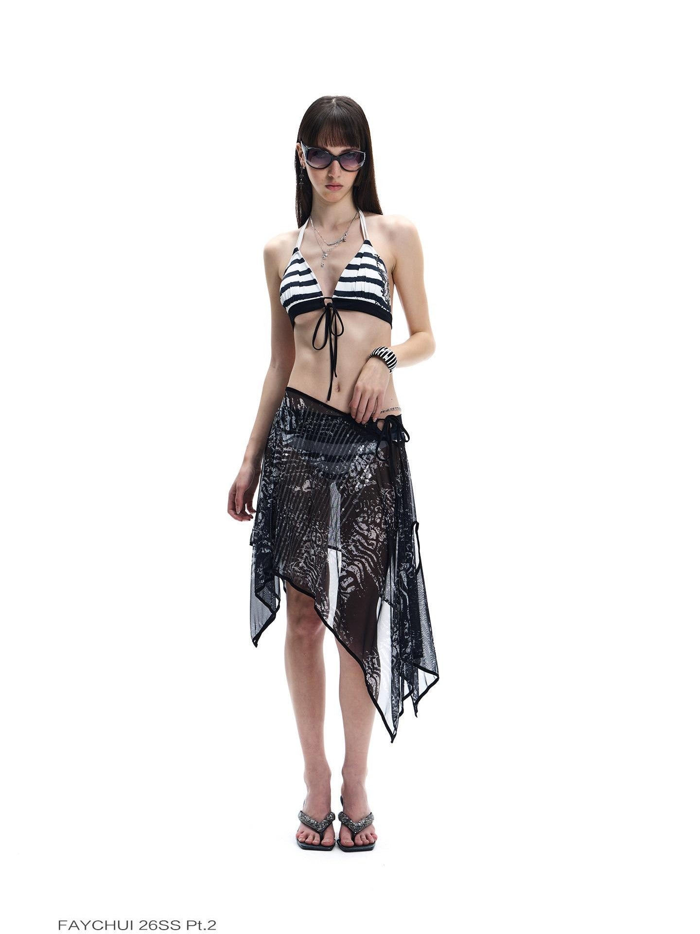 FayChui Dark Gothic Sequin Embroidered Leopard Print Women&