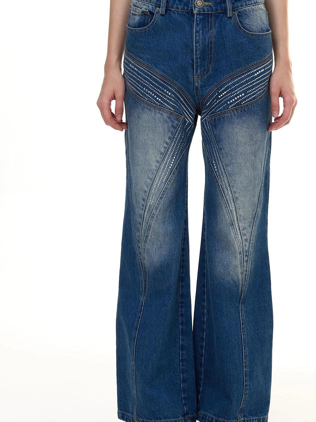 FayChui  Deconstructed Butterfly Crystal Jeans