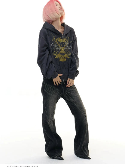 FayChui  Deconstructed Butterfly Crystal Jeans