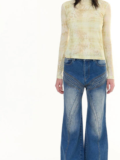 FayChui  Deconstructed Butterfly Crystal Jeans