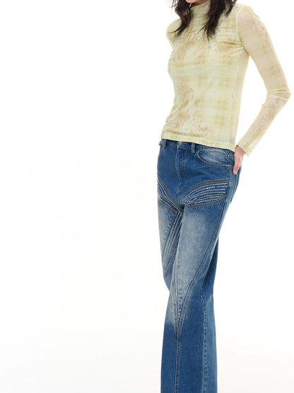 FayChui  Deconstructed Butterfly Crystal Jeans