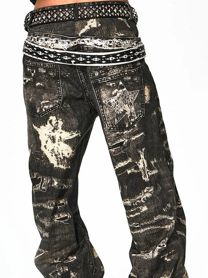 FayChui  Deconstructed Digital Print Denim Pants