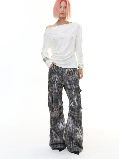 FayChui  Deconstructed Leopard Print Cargo Pants