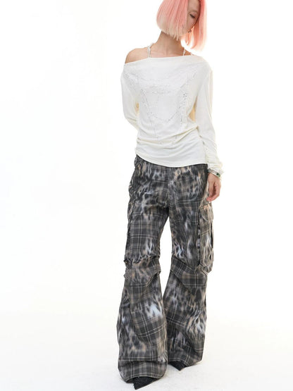 FayChui  Deconstructed Leopard Print Cargo Pants