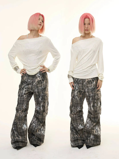 FayChui  Deconstructed Leopard Print Cargo Pants