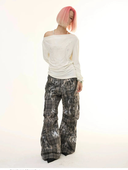 FayChui  Deconstructed Leopard Print Cargo Pants