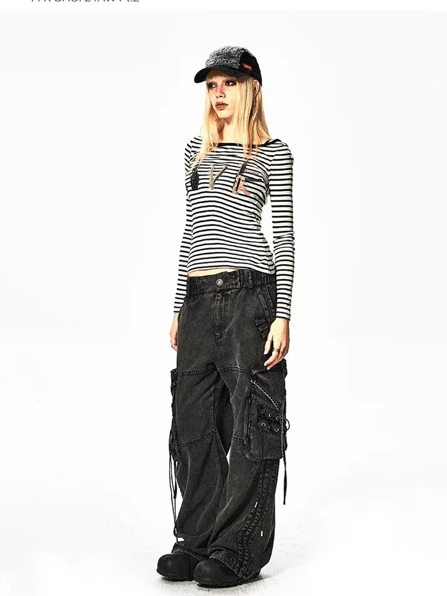 FayChui  Deconstructed Washed Cargo Jeans