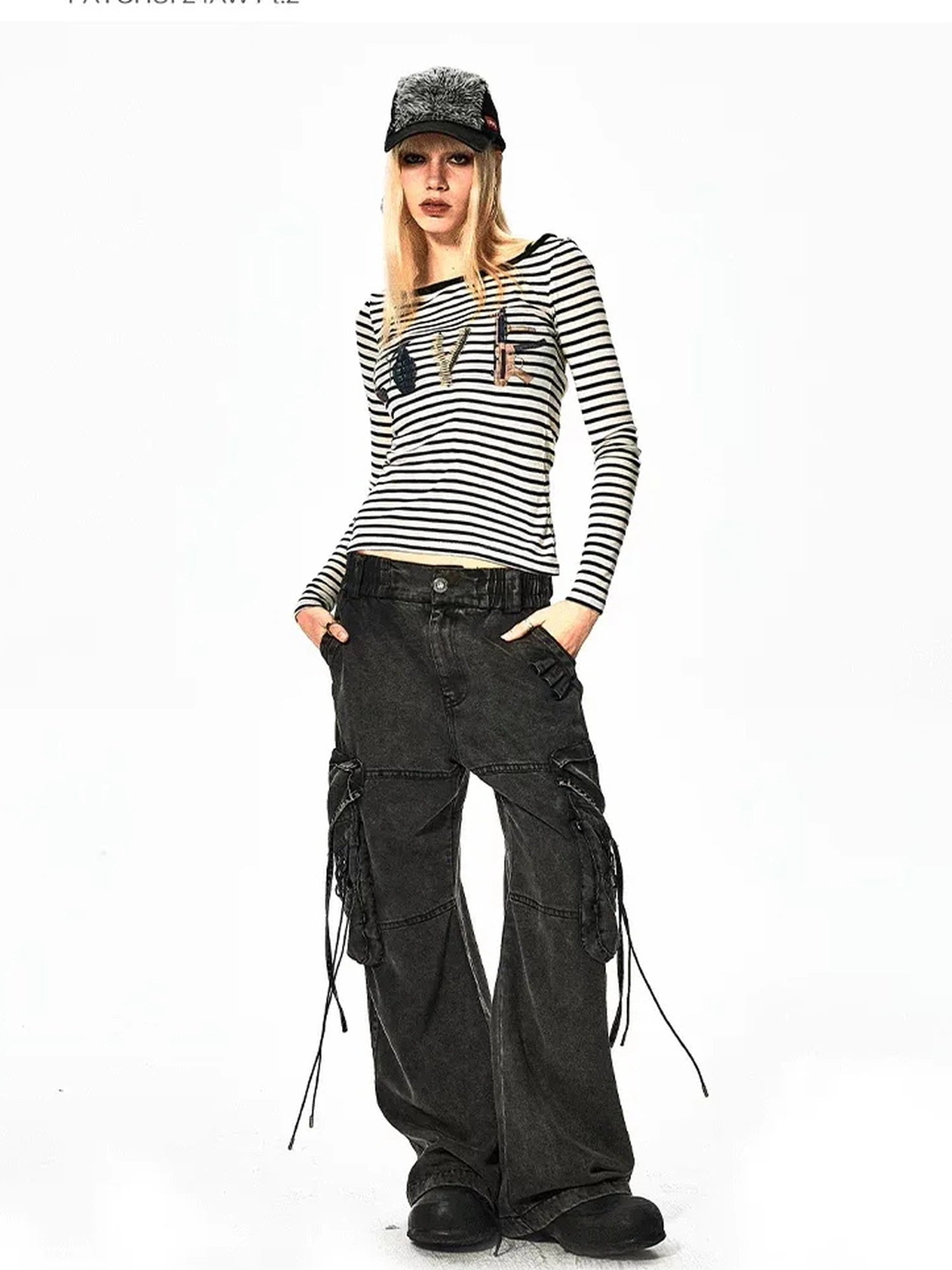 FayChui  Deconstructed Washed Cargo Jeans