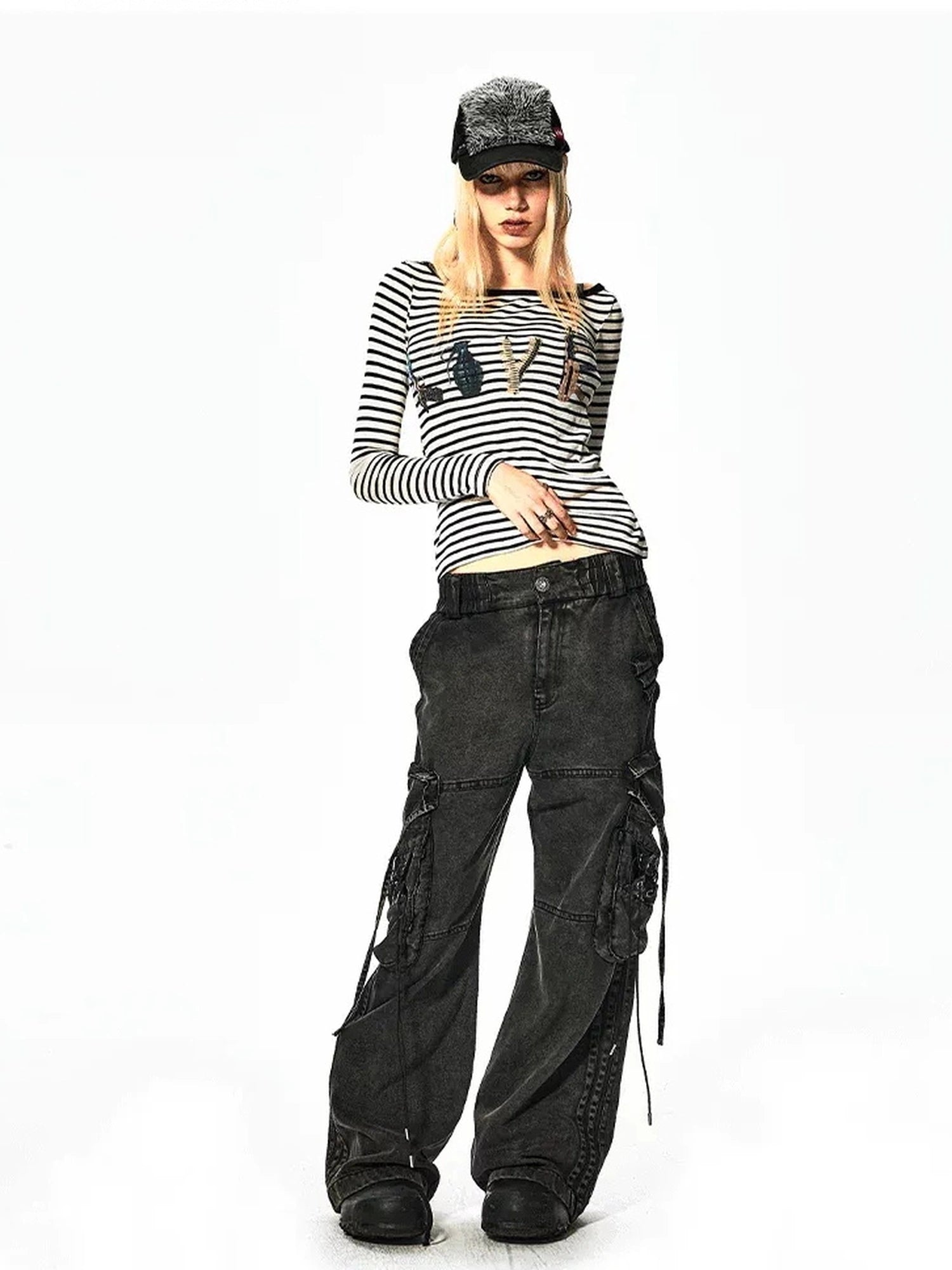 FayChui  Deconstructed Washed Cargo Jeans